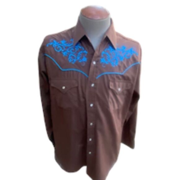Ely Cattleman Other - Ely Cattleman Western Men’s Embroidered Shirt Pearl Snap Buttons Size L